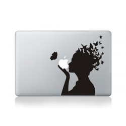 Butterfly hair Macbook Decal